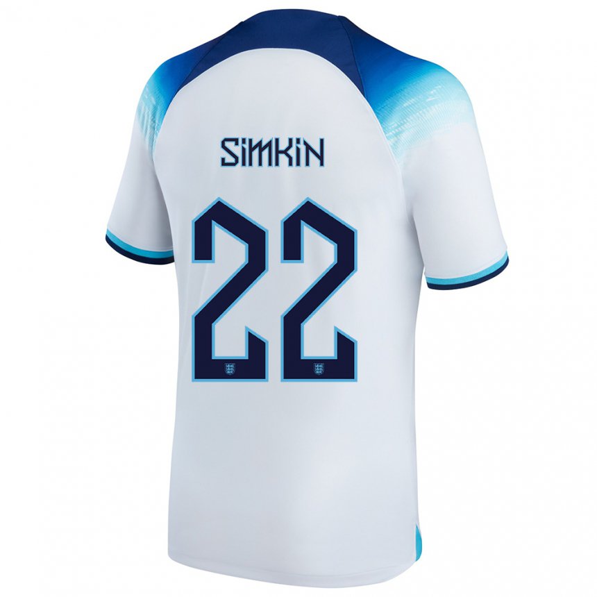 Niño Camiseta Inglaterra Tommy Simkin #22 Blanco Azul 1ª Equipación 22-24 La Camisa