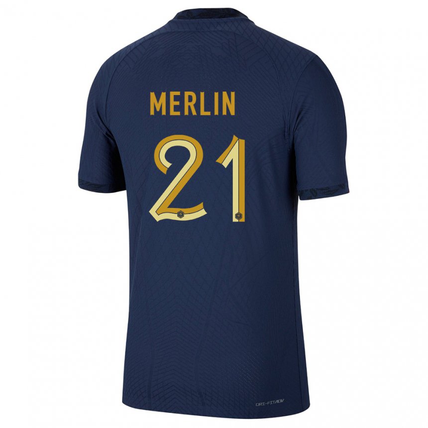Niño Camiseta Francia Quentin Merlin #21 Azul Marino 1ª Equipación 22-24 La Camisa