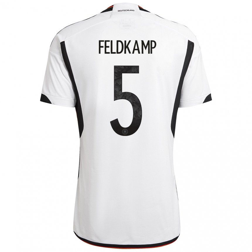 Niño Camiseta Alemania Jana Feldkamp #5 Blanco Negro 1ª Equipación 22-24 La Camisa