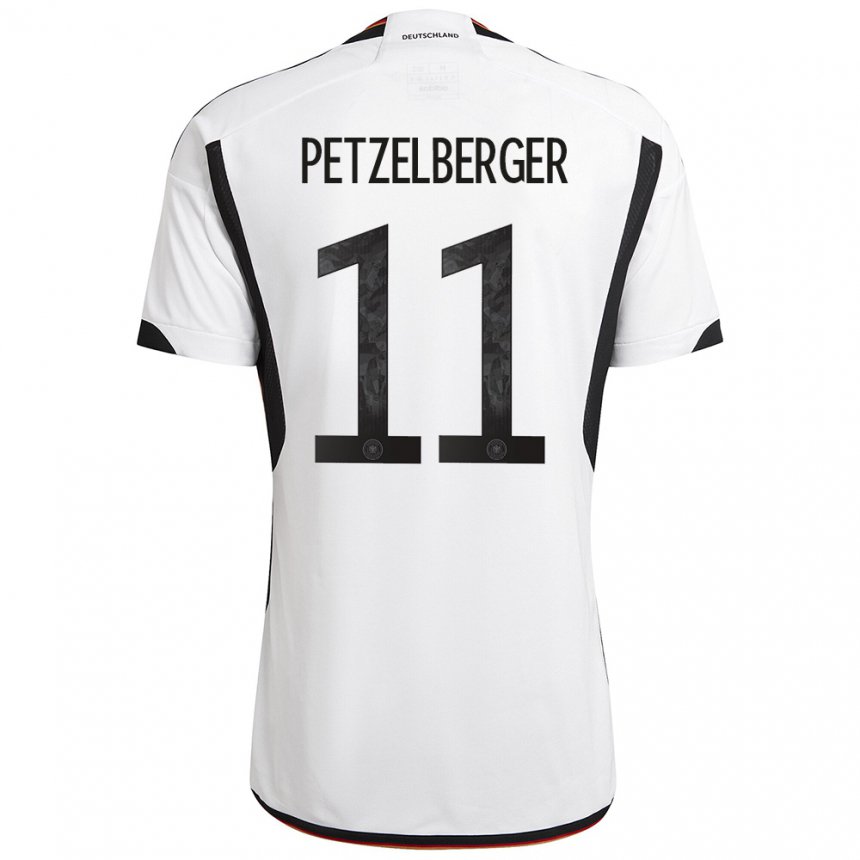 Niño Camiseta Alemania Ramona Petzelberger #11 Blanco Negro 1ª Equipación 22-24 La Camisa