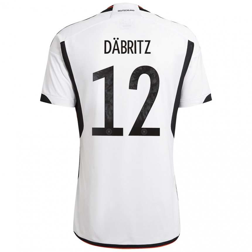 Niño Camiseta Alemania Sara Dabritz #12 Blanco Negro 1ª Equipación 22-24 La Camisa