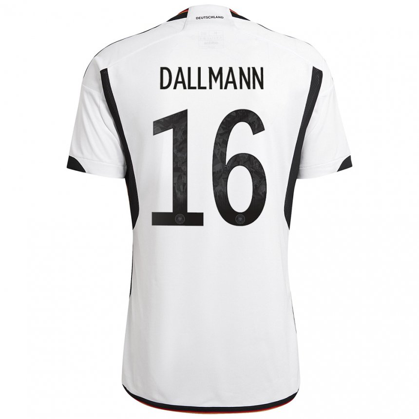 Niño Camiseta Alemania Linda Dallmann #16 Blanco Negro 1ª Equipación 22-24 La Camisa
