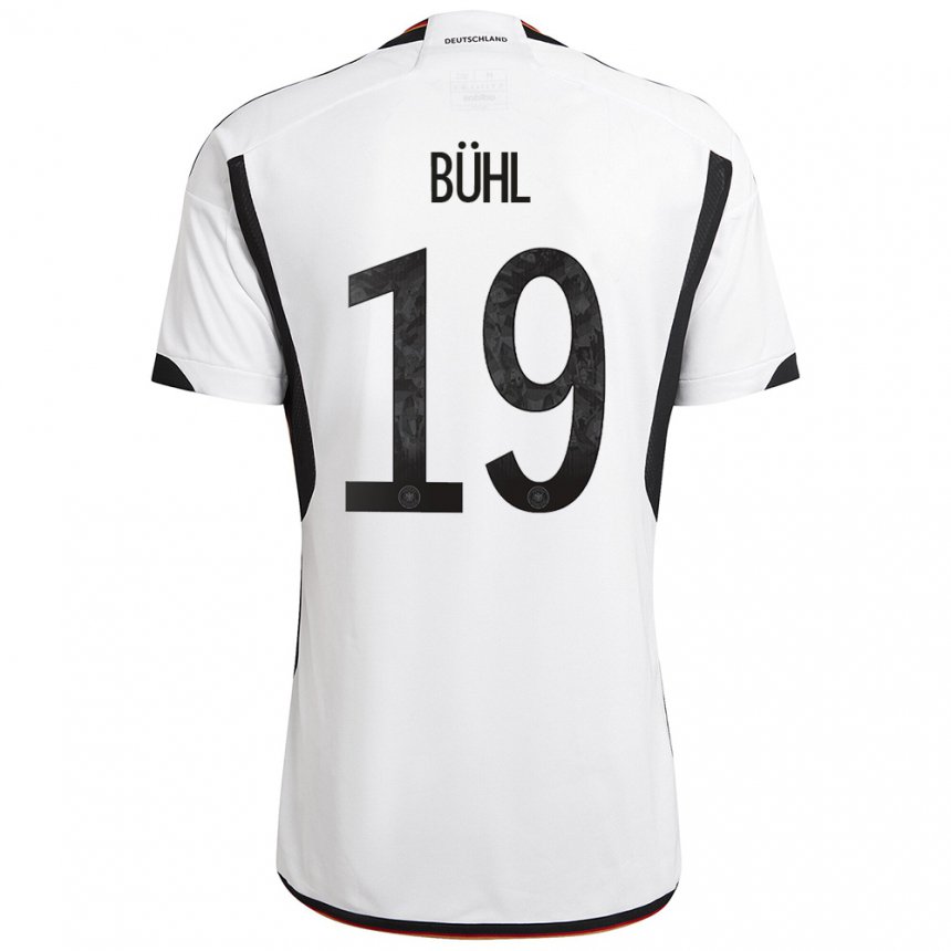 Niño Camiseta Alemania Klara Buhl #19 Blanco Negro 1ª Equipación 22-24 La Camisa
