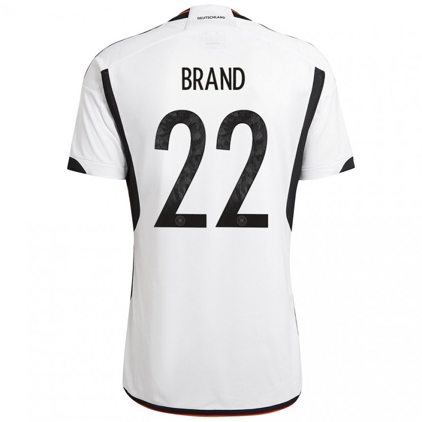 Niño Camiseta Alemania Jule Brand #22 Blanco Negro 1ª Equipación 22-24 La Camisa