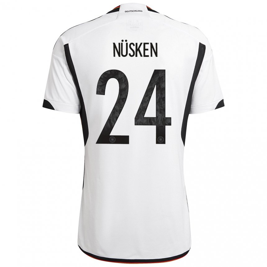 Niño Camiseta Alemania Sjoeke Nusken #24 Blanco Negro 1ª Equipación 22-24 La Camisa
