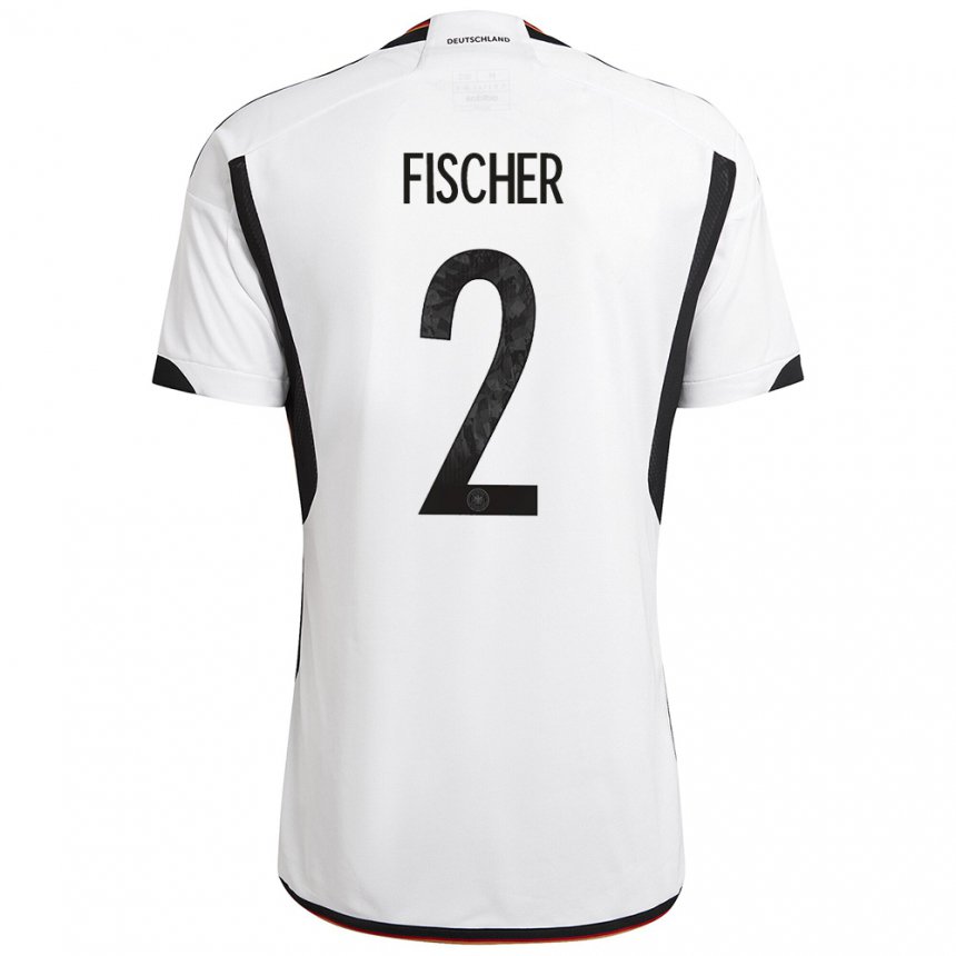 Niño Camiseta Alemania Kilian Fischer #2 Blanco Negro 1ª Equipación 22-24 La Camisa