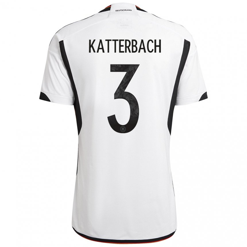 Niño Camiseta Alemania Noah Katterbach #3 Blanco Negro 1ª Equipación 22-24 La Camisa