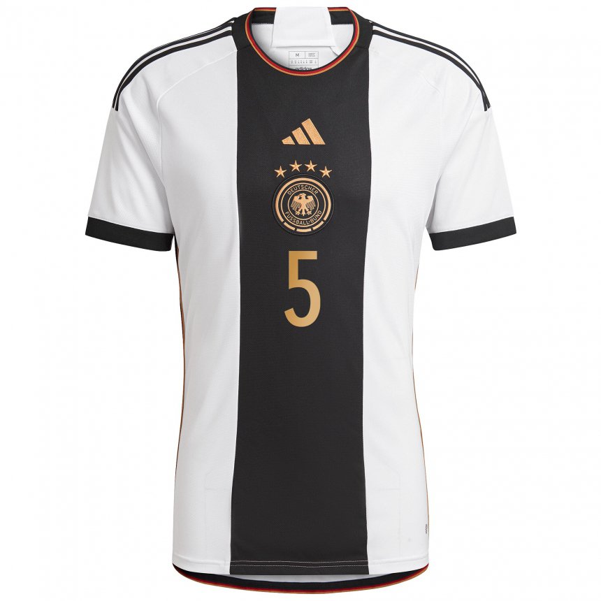 Niño Camiseta Alemania Maximilian Bauer #5 Blanco Negro 1ª Equipación 22-24 La Camisa
