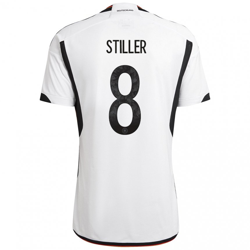 Niño Camiseta Alemania Angelo Stiller #8 Blanco Negro 1ª Equipación 22-24 La Camisa