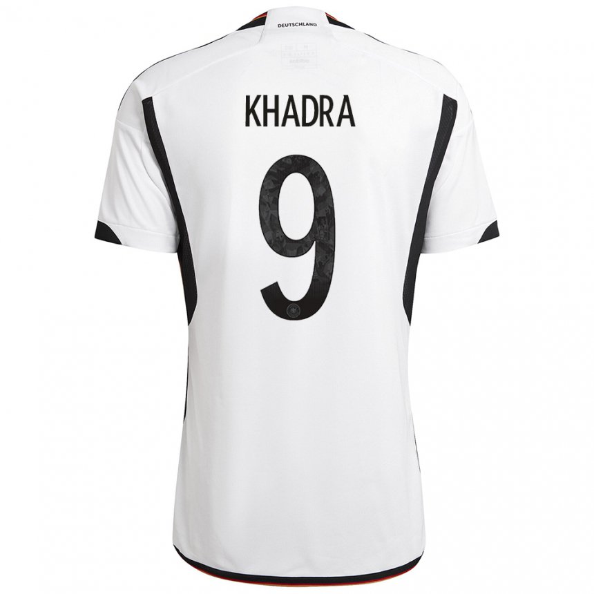 Niño Camiseta Alemania Reda Khadra #9 Blanco Negro 1ª Equipación 22-24 La Camisa