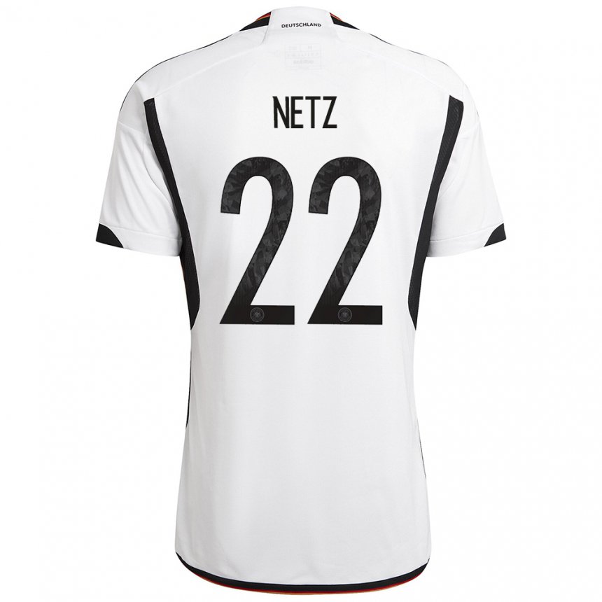 Niño Camiseta Alemania Luca Netz #22 Blanco Negro 1ª Equipación 22-24 La Camisa