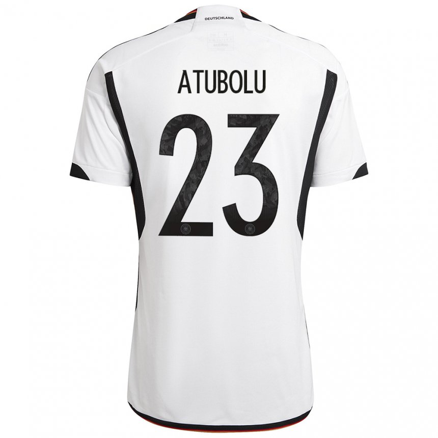 Niño Camiseta Alemania Noah Atubolu #23 Blanco Negro 1ª Equipación 22-24 La Camisa