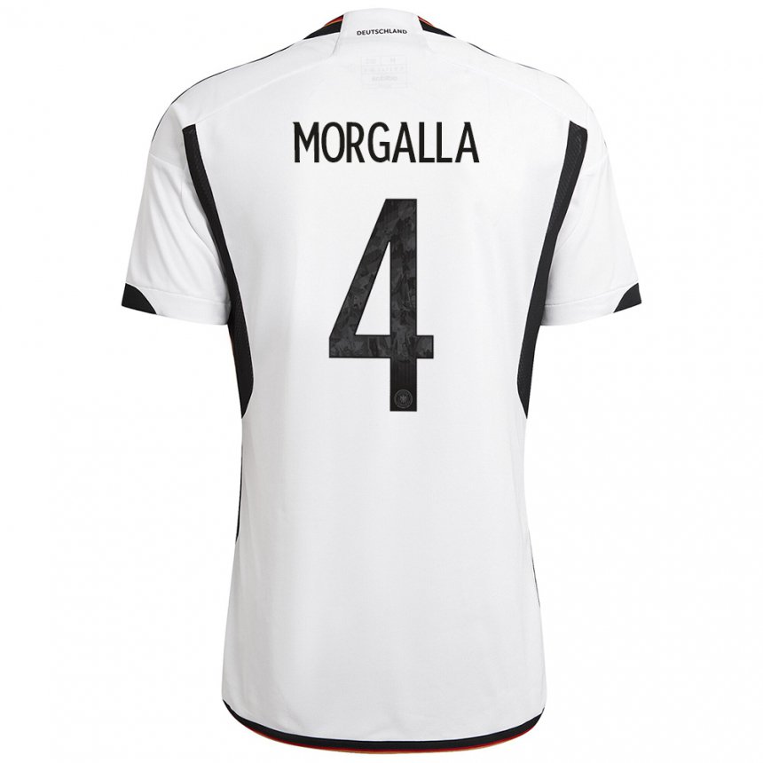 Niño Camiseta Alemania Leandro Morgalla #4 Blanco Negro 1ª Equipación 22-24 La Camisa