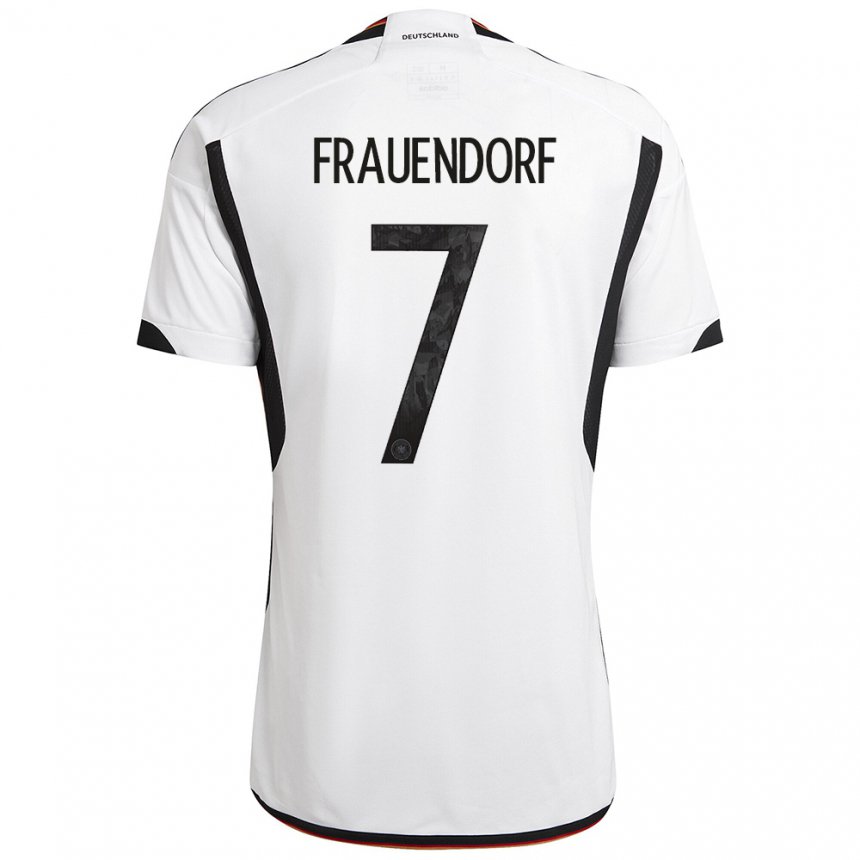 Niño Camiseta Alemania Melkamu Frauendorf #7 Blanco Negro 1ª Equipación 22-24 La Camisa
