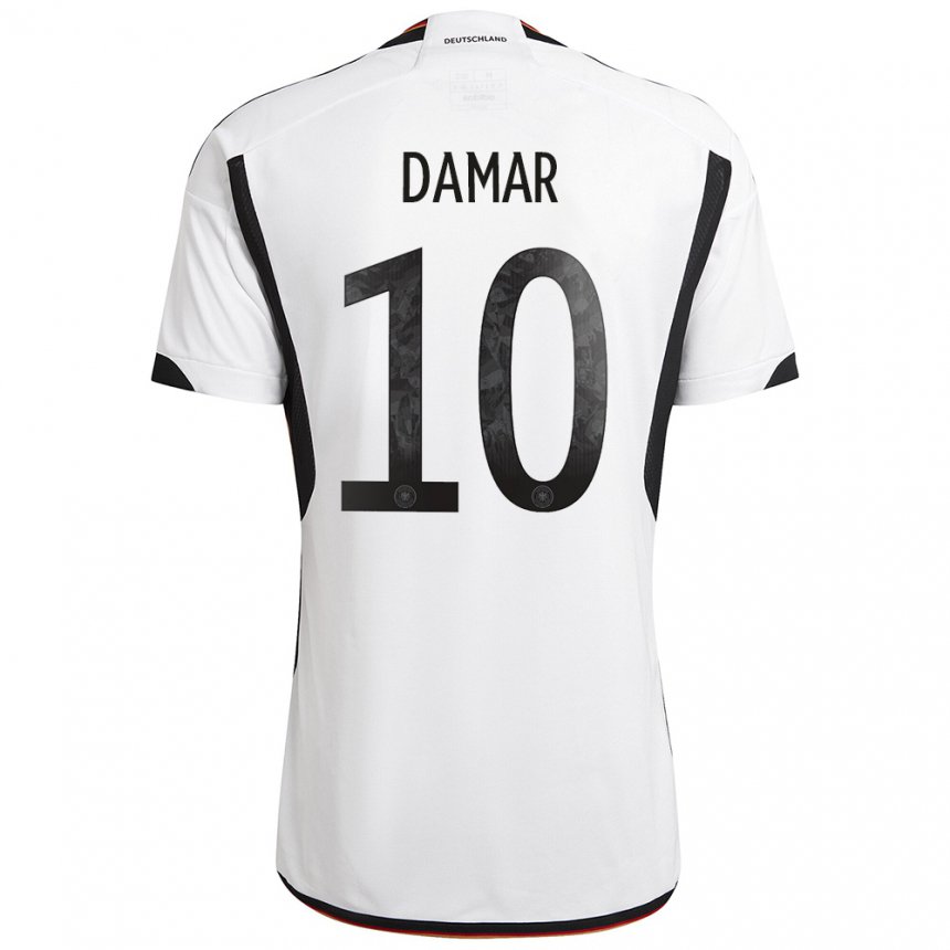 Niño Camiseta Alemania Muhammed Damar #10 Blanco Negro 1ª Equipación 22-24 La Camisa