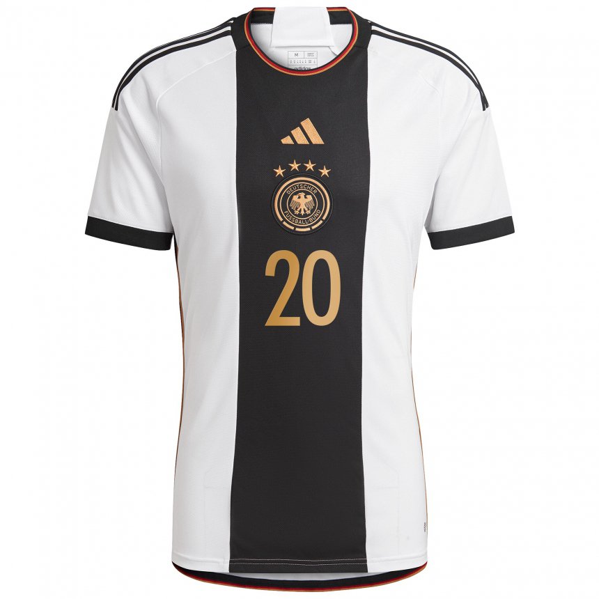 Niño Camiseta Alemania Brajan Gruda #20 Blanco Negro 1ª Equipación 22-24 La Camisa