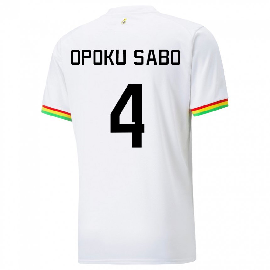 Niño Camiseta Ghana Alex Opoku Sabo #4 Blanco 1ª Equipación 22-24 La Camisa