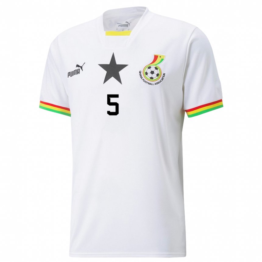 Niño Camiseta Ghana Boahen Gogoe Kwabena #5 Blanco 1ª Equipación 22-24 La Camisa