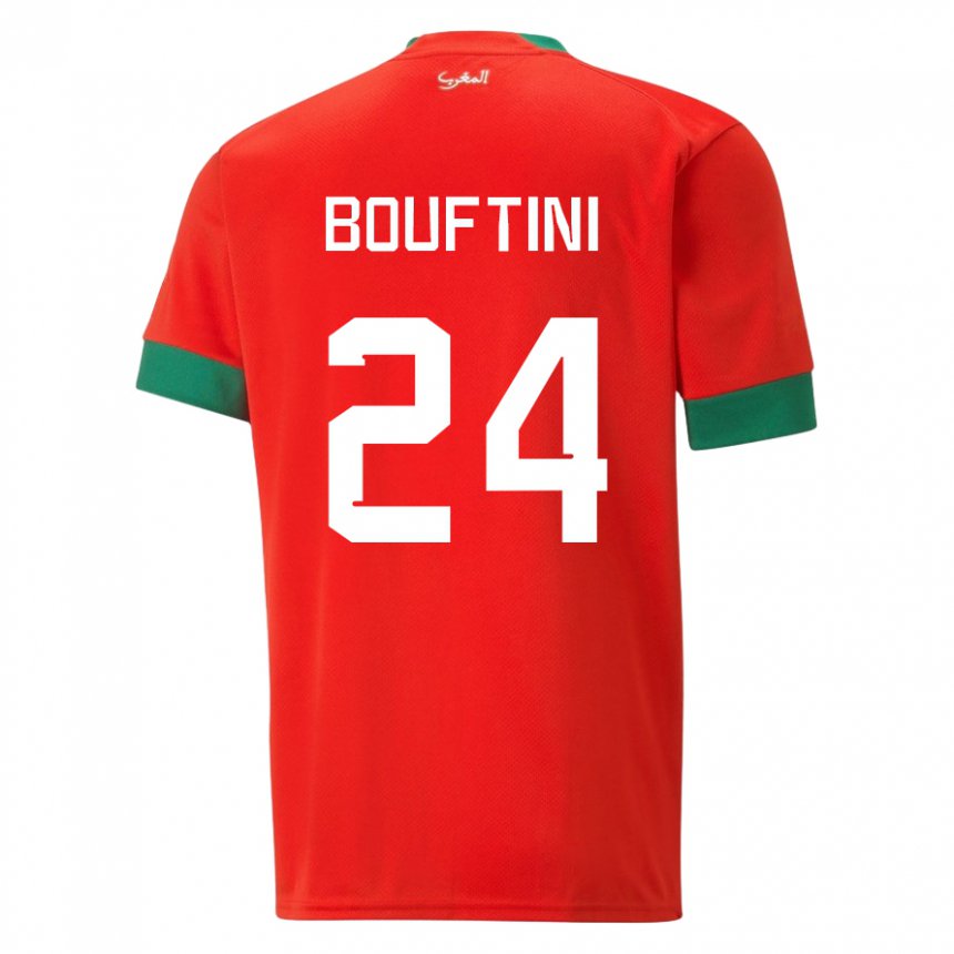 Niño Camiseta Marruecos Sofia Bouftini #24 Rojo 1ª Equipación 22-24 La Camisa