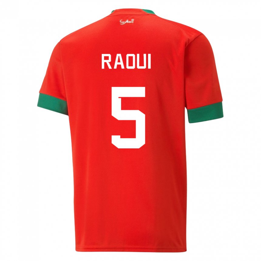 Niño Camiseta Marruecos Oussama Raoui #5 Rojo 1ª Equipación 22-24 La Camisa