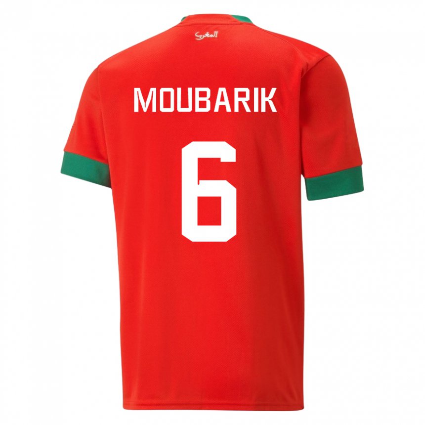Niño Camiseta Marruecos El Mehdi Moubarik #6 Rojo 1ª Equipación 22-24 La Camisa