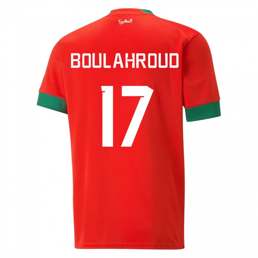 Niño Camiseta Marruecos Charaf Eddine Boulahroud #17 Rojo 1ª Equipación 22-24 La Camisa