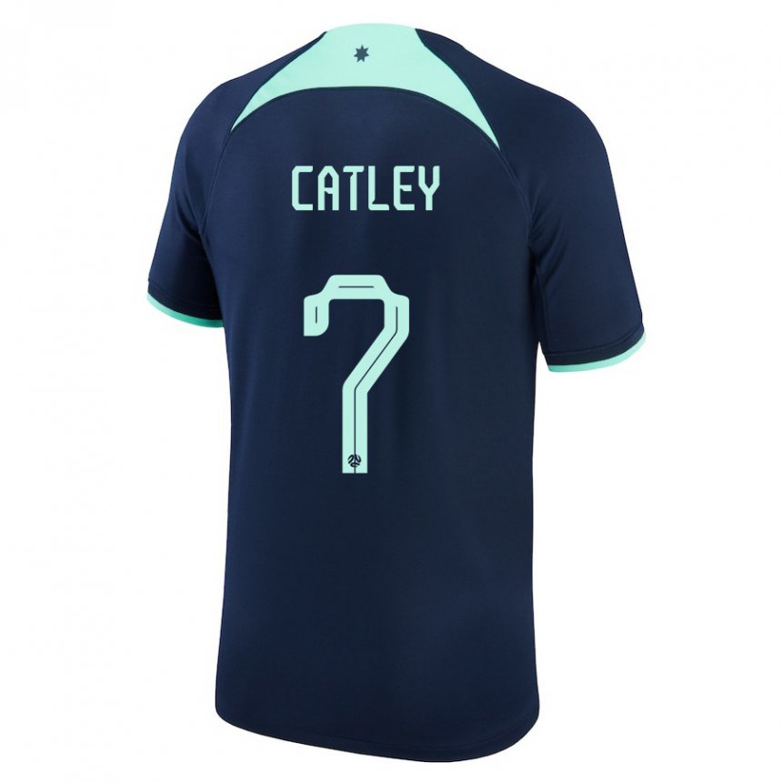 Niño Camiseta Australia Stephanie Catley #7 Azul Oscuro 2ª Equipación 22-24 La Camisa