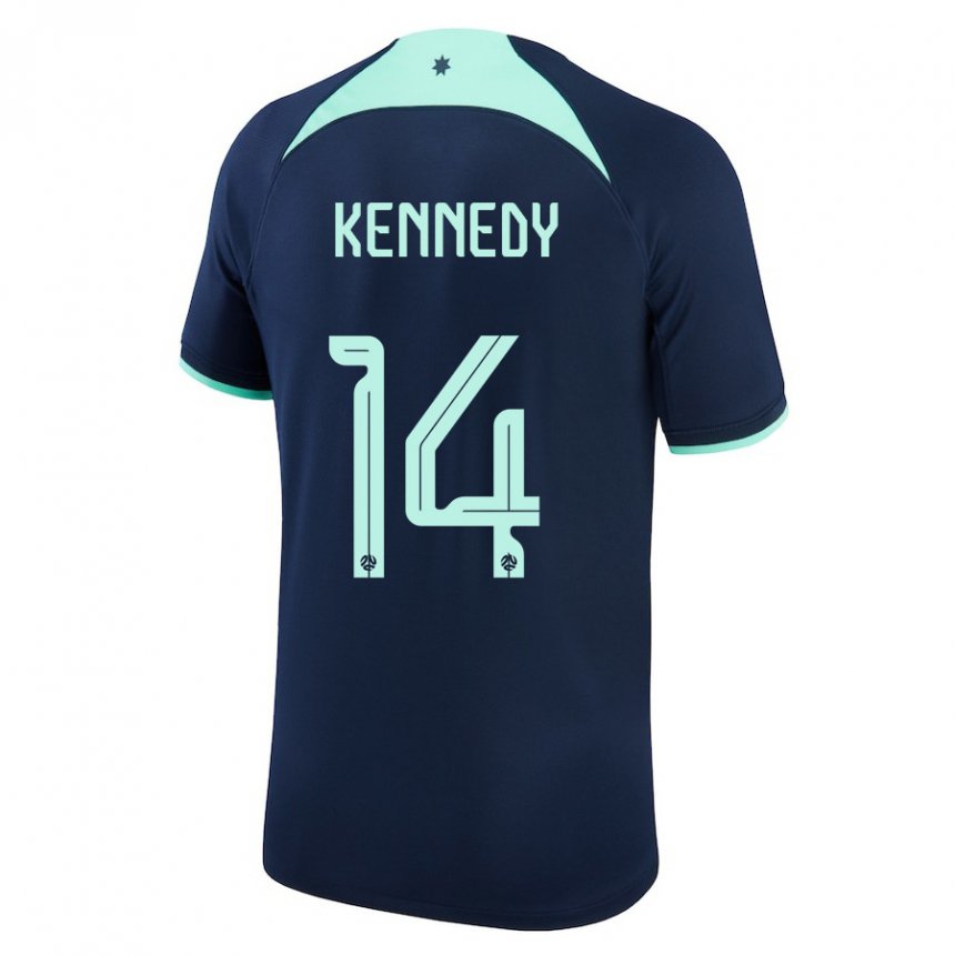 Niño Camiseta Australia Alanna Kennedy #14 Azul Oscuro 2ª Equipación 22-24 La Camisa