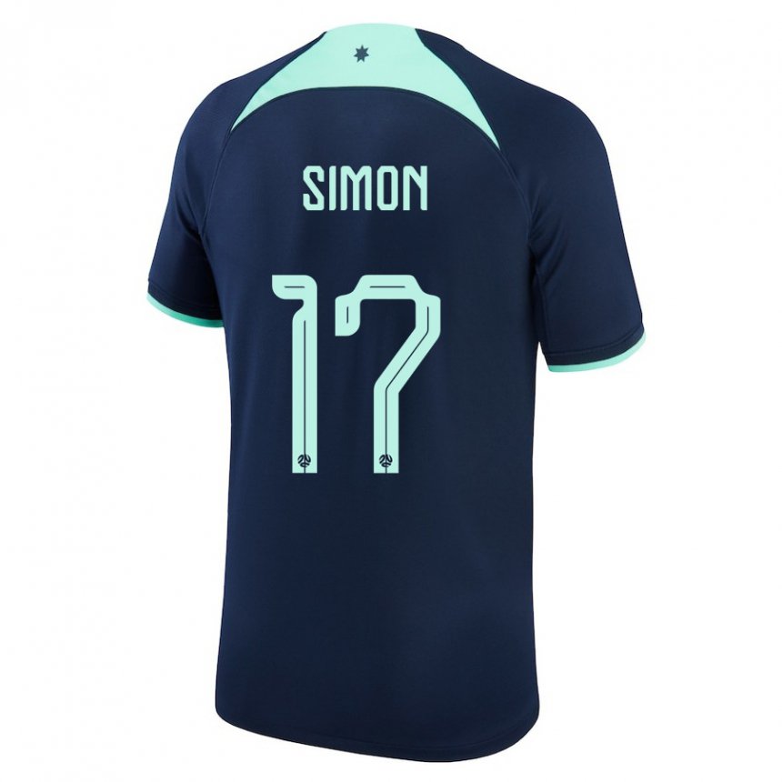 Niño Camiseta Australia Kyah Simon #17 Azul Oscuro 2ª Equipación 22-24 La Camisa