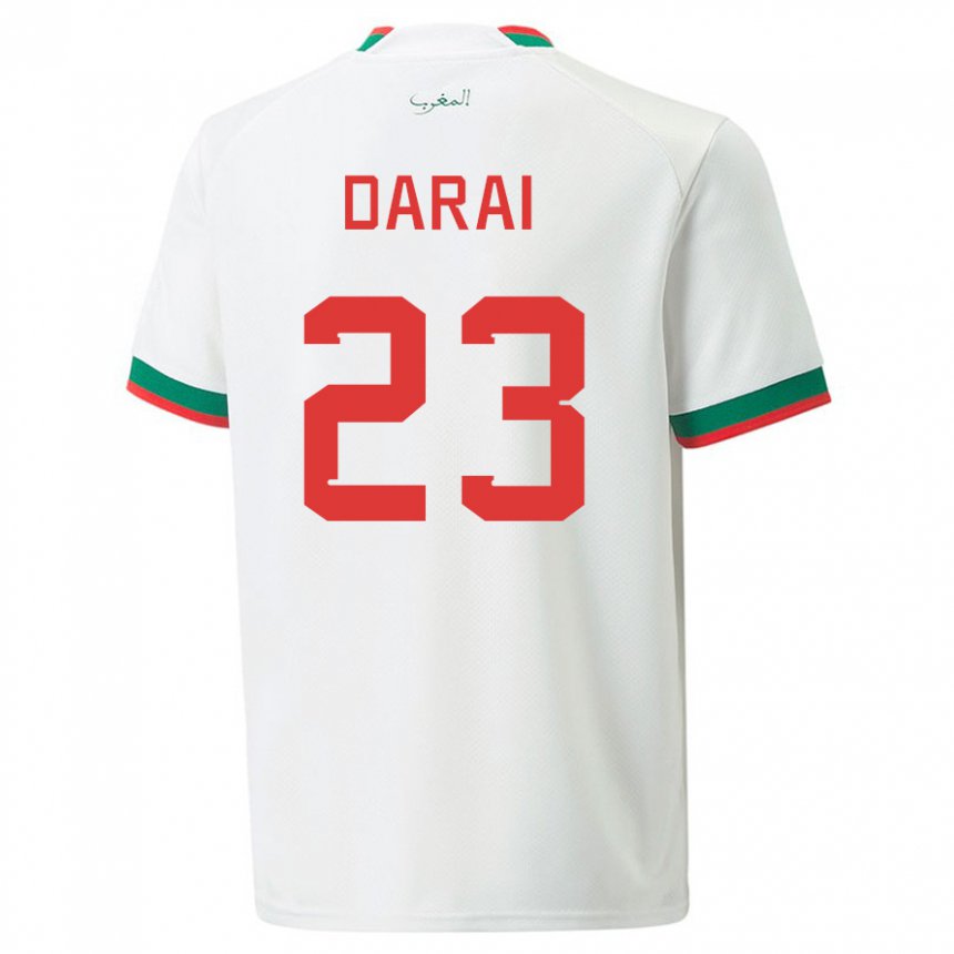 Niño Camiseta Marruecos Hamza Darai #23 Blanco 2ª Equipación 22-24 La Camisa