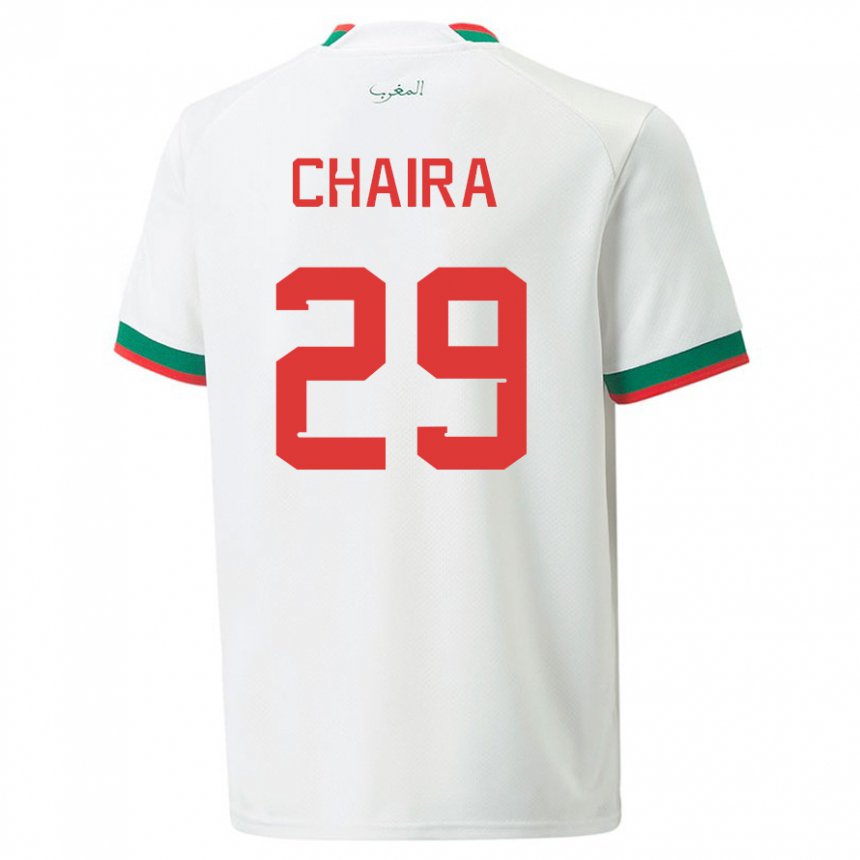 Niño Camiseta Marruecos Ilyas Chaira #29 Blanco 2ª Equipación 22-24 La Camisa
