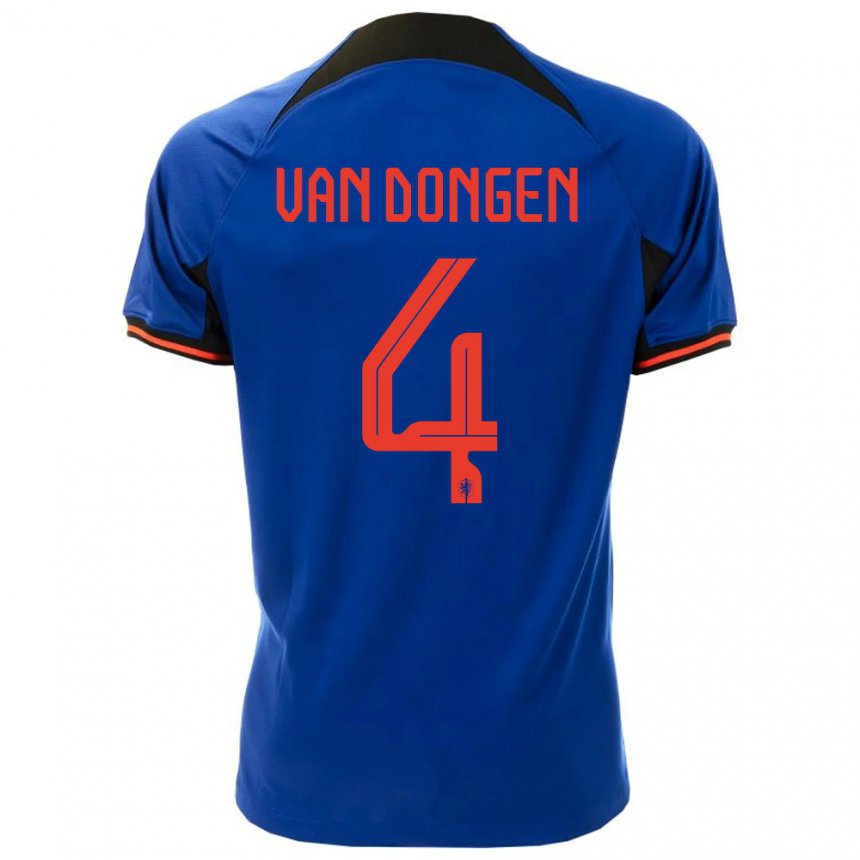 Niño Camiseta Países Bajos Merel Van Dongen #4 Azul Real 2ª Equipación 22-24 La Camisa