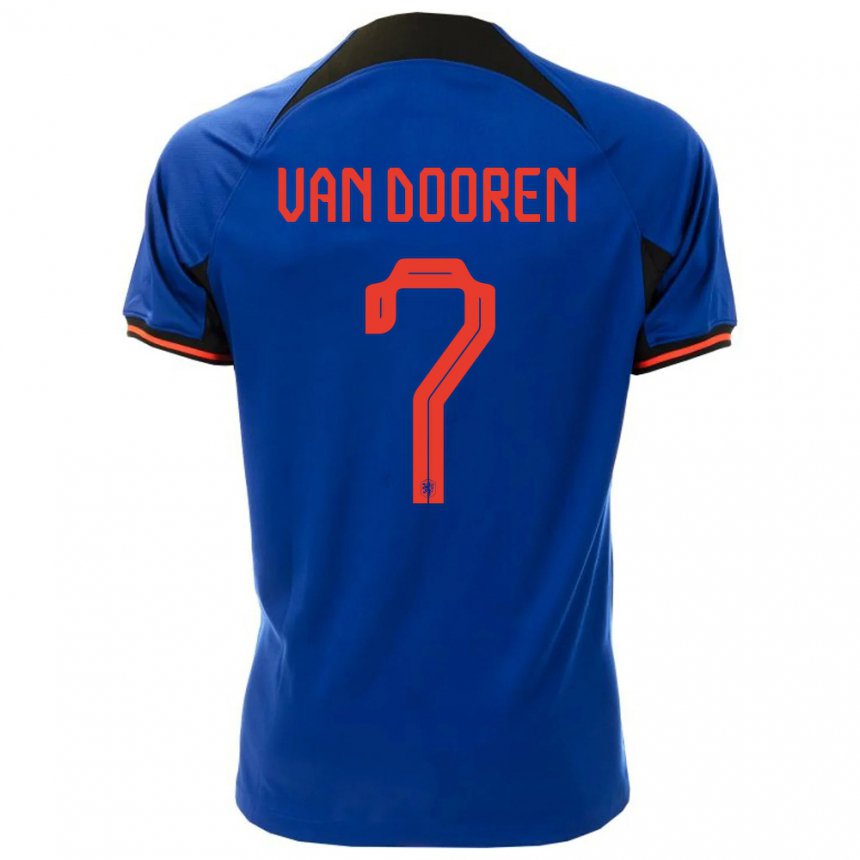 Niño Camiseta Países Bajos Kayleigh Van Dooren #7 Azul Real 2ª Equipación 22-24 La Camisa