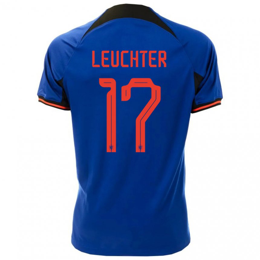 Niño Camiseta Países Bajos Romee Leuchter #17 Azul Real 2ª Equipación 22-24 La Camisa