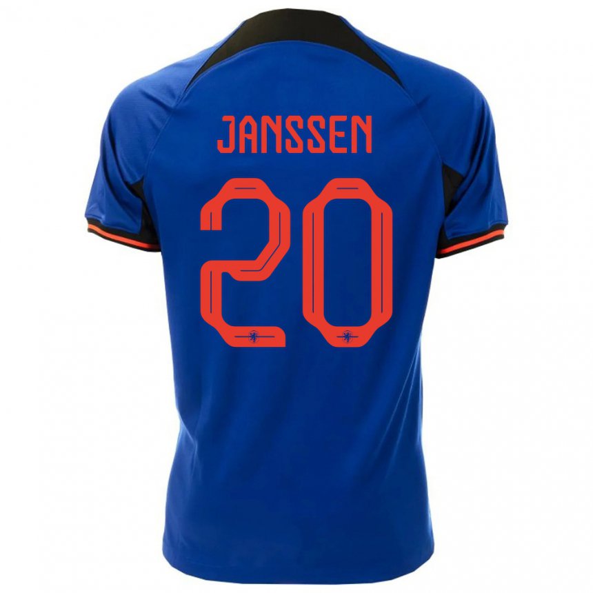 Niño Camiseta Países Bajos Dominique Janssen #20 Azul Real 2ª Equipación 22-24 La Camisa