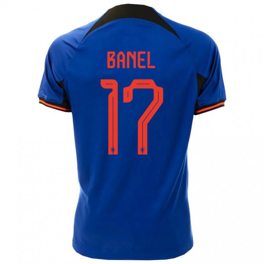 Niño Camiseta Países Bajos Jaydon Banel #17 Azul Real 2ª Equipación 22-24 La Camisa