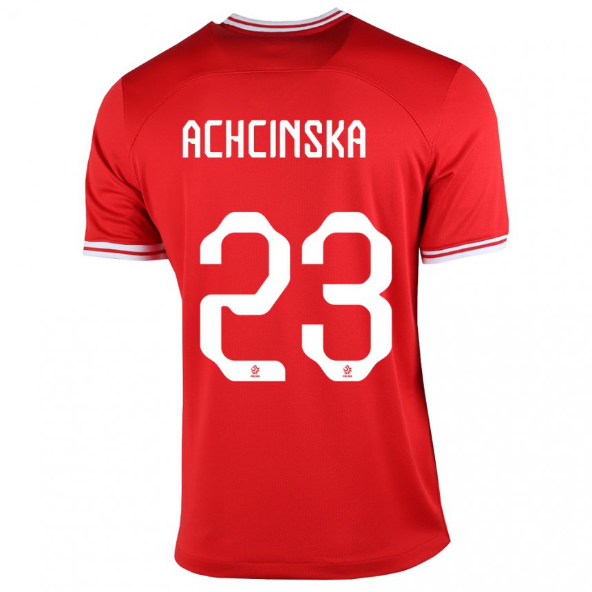 Niño Camiseta Polonia Adriana Achcinska #23 Rojo 2ª Equipación 22-24 La Camisa