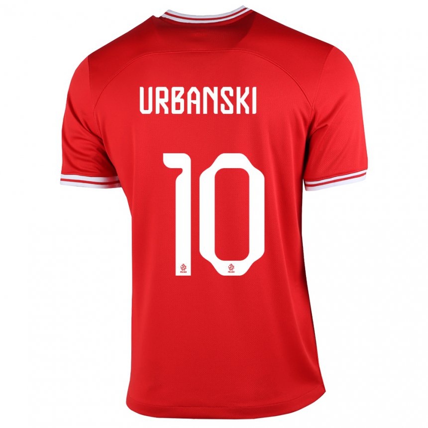 Niño Camiseta Polonia Kacper Urbanski #10 Rojo 2ª Equipación 22-24 La Camisa
