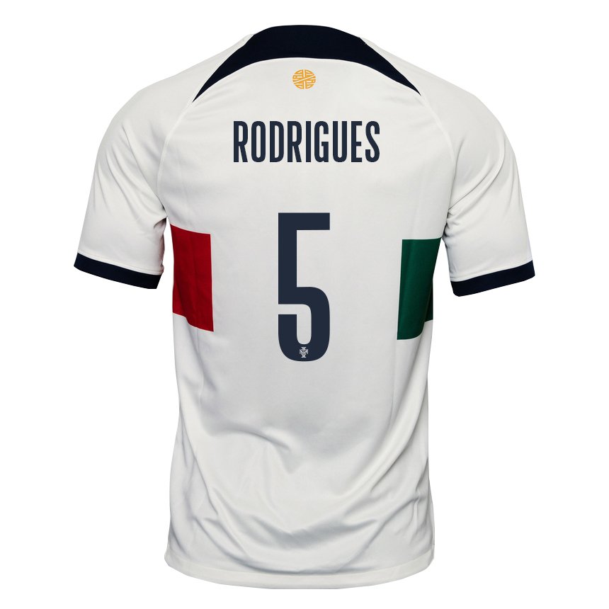 Niño Camiseta Portugal Rafael Rodrigues #5 Blanco 2ª Equipación 22-24 La Camisa