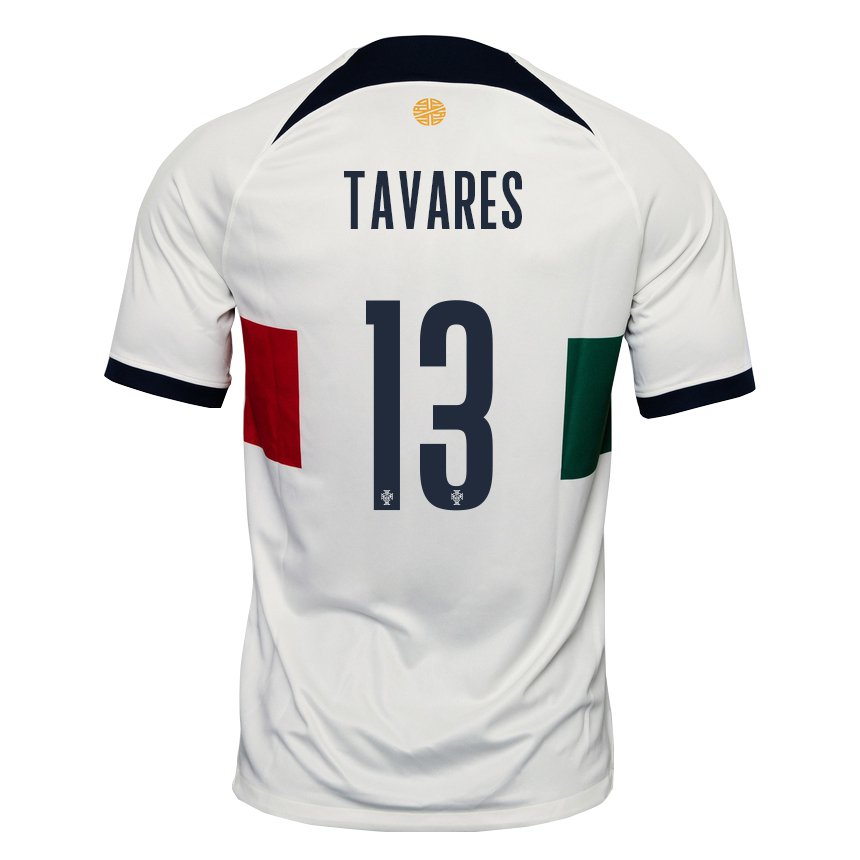 Niño Camiseta Portugal Nuno Tavares #13 Blanco 2ª Equipación 22-24 La Camisa