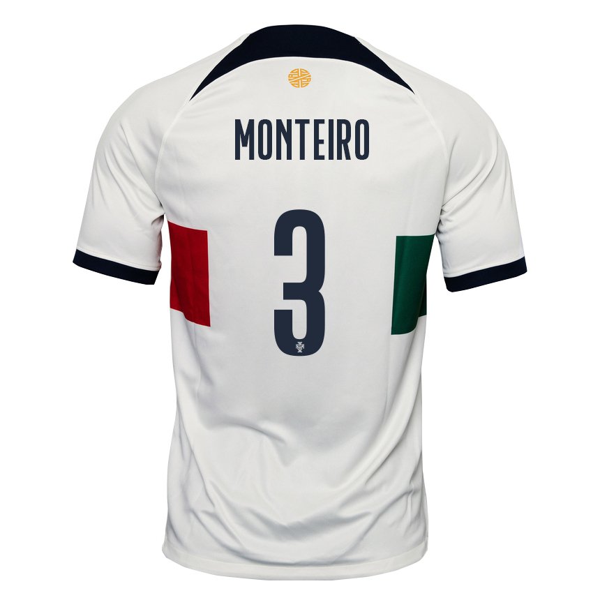 Niño Camiseta Portugal Diogo Monteiro #3 Blanco 2ª Equipación 22-24 La Camisa