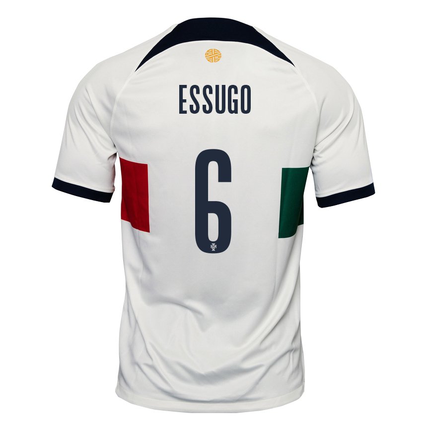 Niño Camiseta Portugal Dario Essugo #6 Blanco 2ª Equipación 22-24 La Camisa