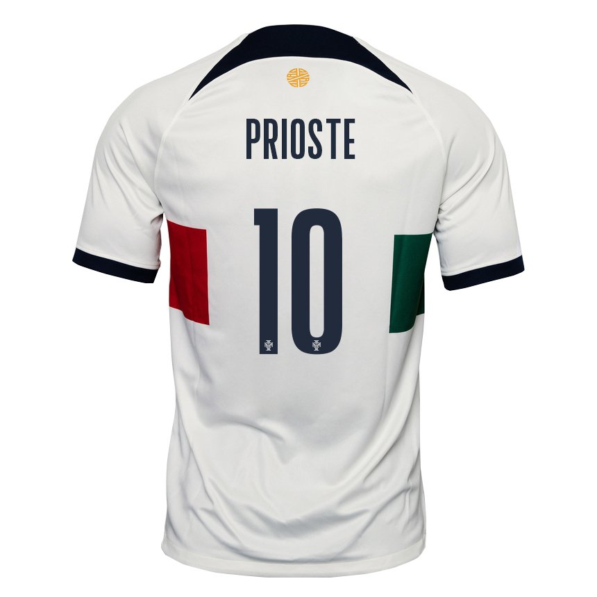 Niño Camiseta Portugal Diogo Prioste #10 Blanco 2ª Equipación 22-24 La Camisa