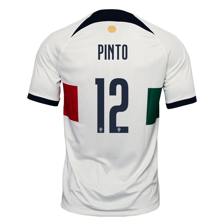 Niño Camiseta Portugal Diogo Pinto #12 Blanco 2ª Equipación 22-24 La Camisa