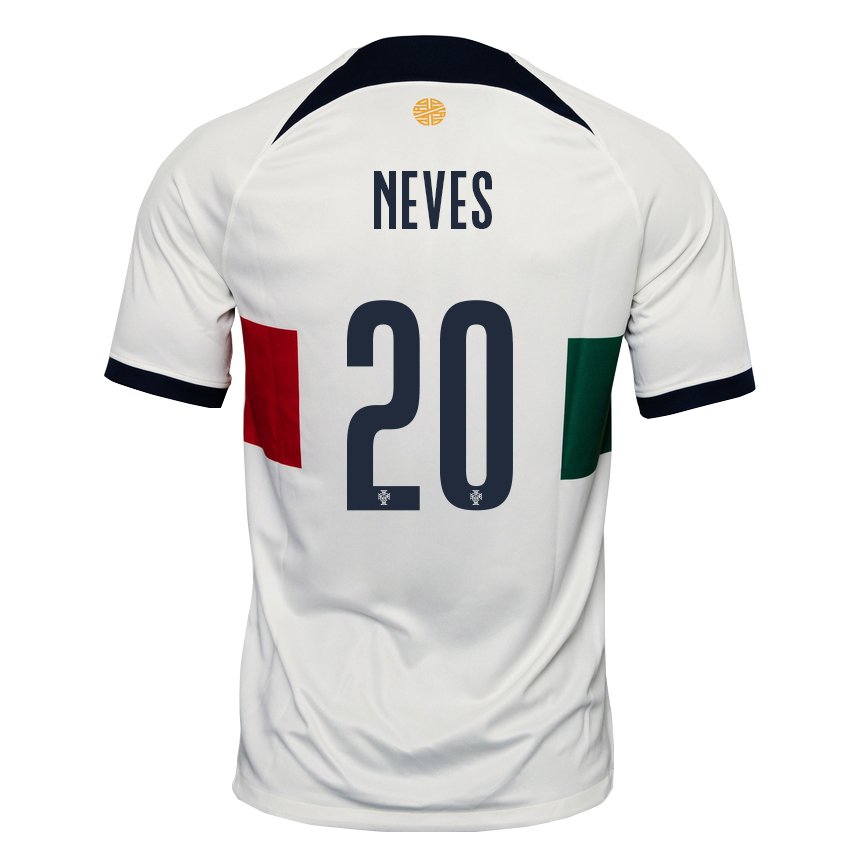 Niño Camiseta Portugal Joao Neves #20 Blanco 2ª Equipación 22-24 La Camisa