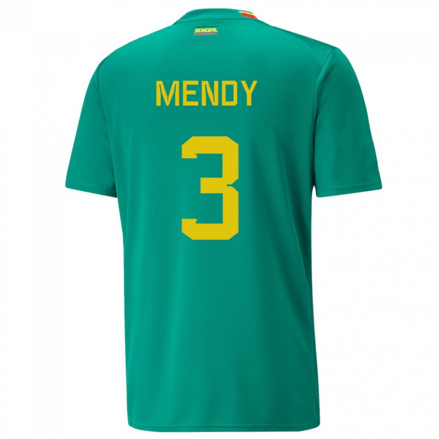 Niño Camiseta Senegal Formose Mendy #3 Verde 2ª Equipación 22-24 La Camisa