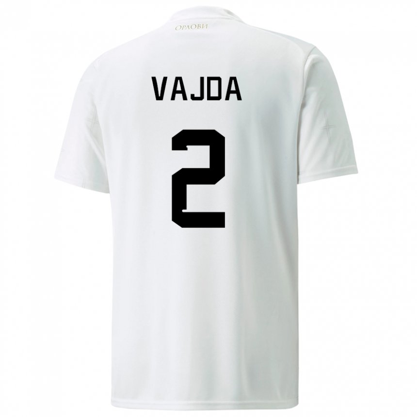 Niño Camiseta Serbia Orsoja Vajda #2 Blanco 2ª Equipación 22-24 La Camisa