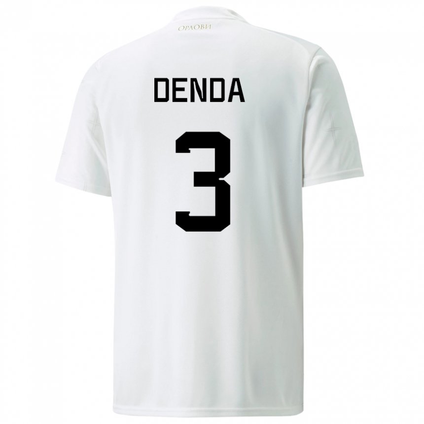 Niño Camiseta Serbia Milica Denda #3 Blanco 2ª Equipación 22-24 La Camisa