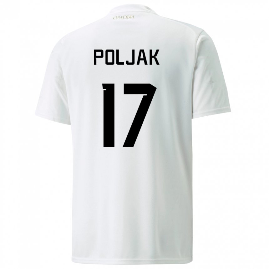 Niño Camiseta Serbia Allegra Poljak #17 Blanco 2ª Equipación 22-24 La Camisa