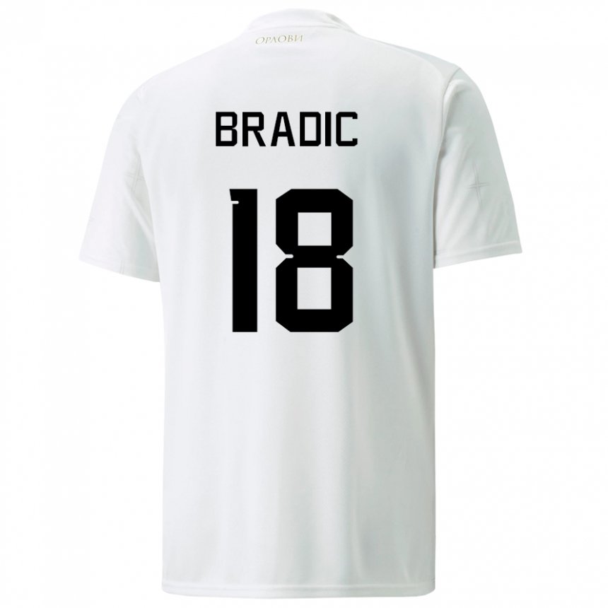 Niño Camiseta Serbia Biljana Bradic #18 Blanco 2ª Equipación 22-24 La Camisa